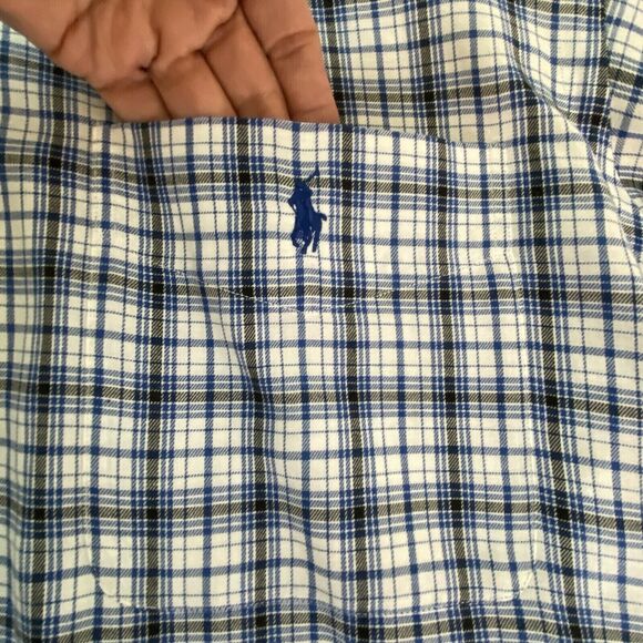 Ralph Lauren Lot of 2 Button Down Dress Shirts Men Sz M Pinstripe Plaid - Picture 9 of 10